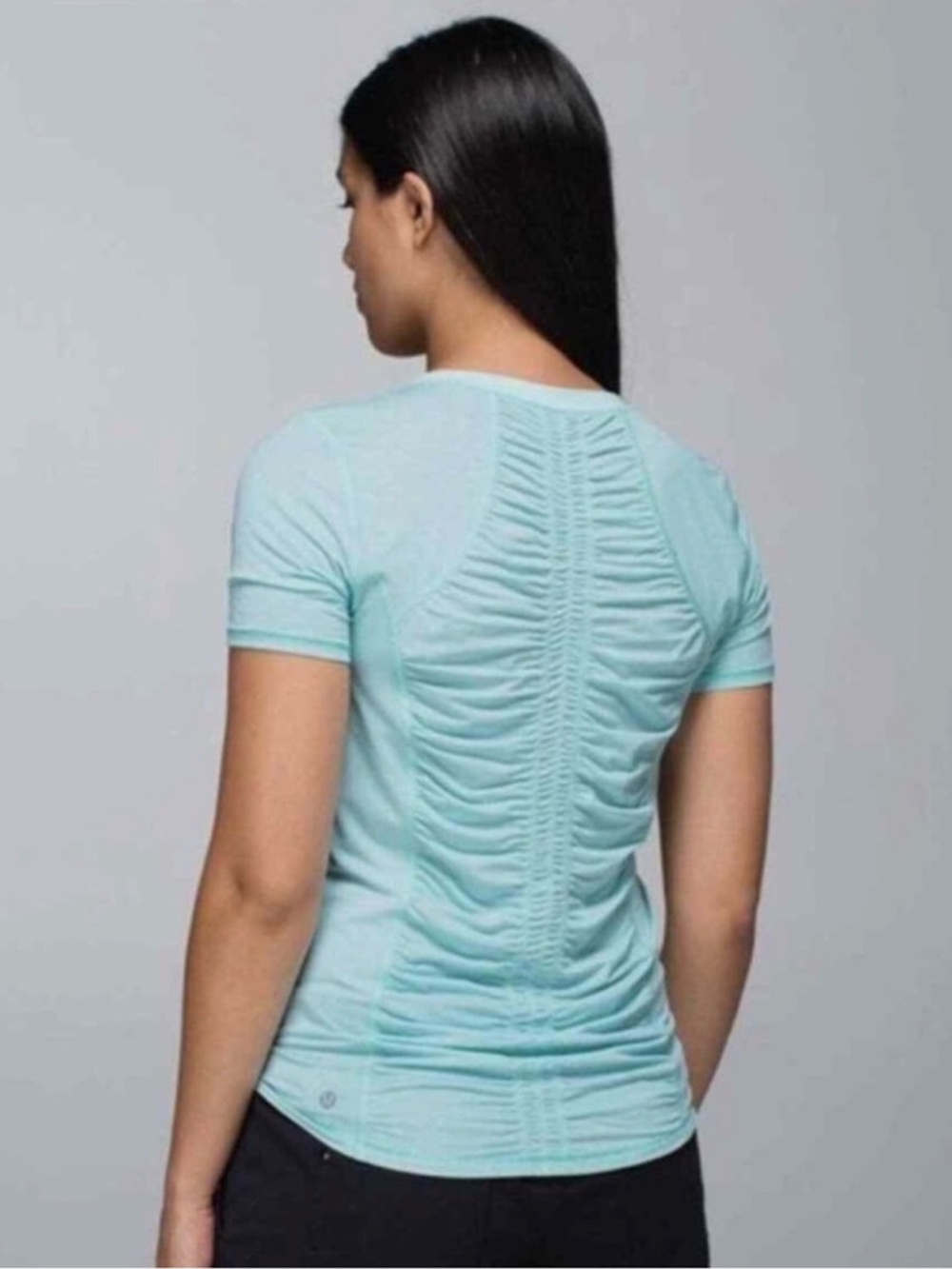 lululemon athletica Light Blue Ruched-Back Short Sleeve Top Size 4
